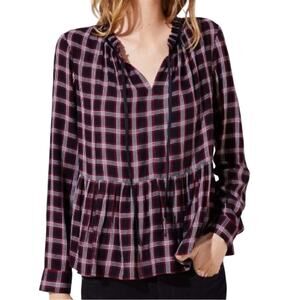 Loft Plaid Peplum Top - Size Medium - Excellent Condition